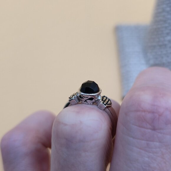Size 6 Sterling Silver Black Onyx Skull Harley Davidson Ring A5470 - Picture 5 of 10